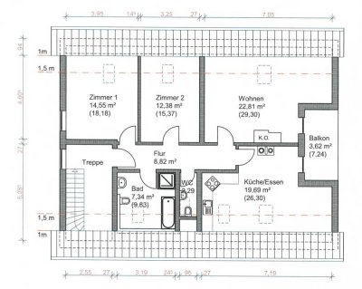 3,5 Zimmer Dachgeschoss-Wohnung in Ilmendorf