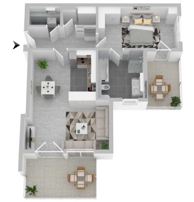 Hochwertige 2-Zimmer-Wohnung in Heppenheim - 2 Balkone -EBK- Badmöbel- Garagenplatz