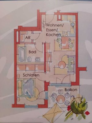 Helle 2-Zimmer Wohnung mit Balkon im 2. OG in Fürth-Poppenreuth