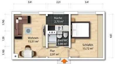 BRANDNEU RENOVIERT + provisionsfrei -kleine Eigentumswohnung im 3. OG in Laubegast