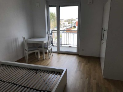 *Direkt an der S-Bahn *möblierte 1-Zimmer Wohnung mit EBK *Parkett *Balkon *