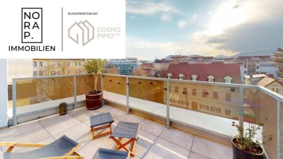 Stylische Dachgeschosswohnung mit großzügiger 46,73 m² Terrasse in Bestlage von Lend