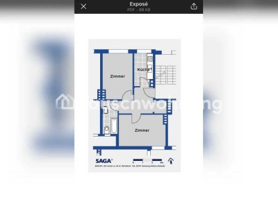 Tauschwohnung: SAGA WOHNUNG 2 Zimmer gegen SAGA 3 Zimmer