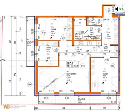 Erstbezug mit 101m² WFL + 2 Balkone 18m², 31m² Wohnküche & Zi-16m²+13m²+9m², 60m² PKW-Stellplatz