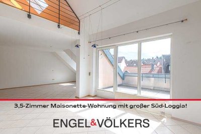 Moderne, sonnige 3,5-Zimmer Maisonette-Wohnung mit großer Süd-Loggia in ruhiger Zentrumslage!