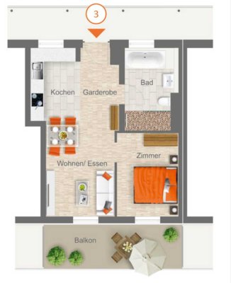 Schicke 2-Zimmer-Wohnung mit Balkon im 3. OG in Brannenburg