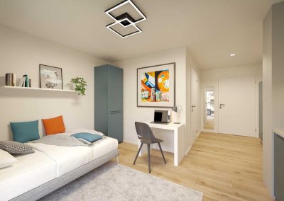 Kompaktes Neubau-Microappartment in Fürth Südstadt;  Vollmöblierung und TG-Stellplatz inklusive