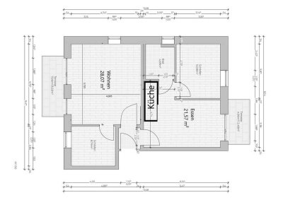Erdgeschosswohnung mit Einbauküche und großer Terrasse