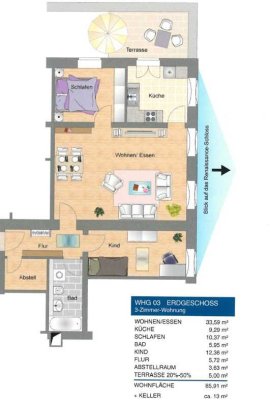 Attraktive 3 Raumwohnung im Schönfelder Hochland