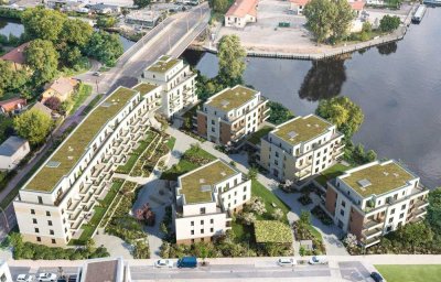 Leben am Wasser mit Flußblick: Erstbezug 2 Zimmer Whg. mit EBK und Balkon