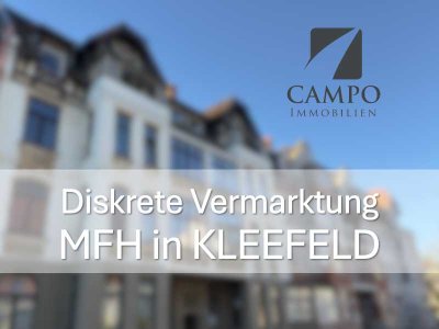KLEEFELD: Denkmalges. MFH m. 8 WE zur Weiterentwicklung, 3 WE strategisch frei, BauGen f. Dachausbau