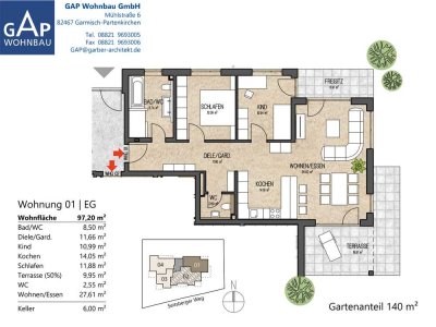 attraktive 3-Zimmer-Wohnung mit Terrasse und Garten