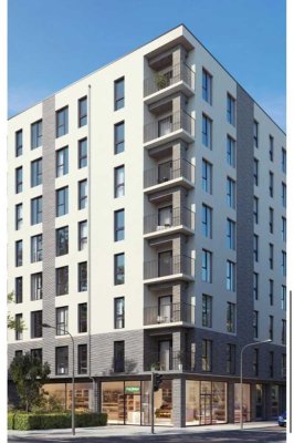 Helle 1-Zimmer-Wohnung mit Skyline-View und hochwertiger Marken-Einbauküche in Gallus