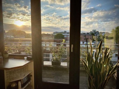 Wohnen über den Dächern von Ottensen – teilmöbliertes Penthouse zur Miete