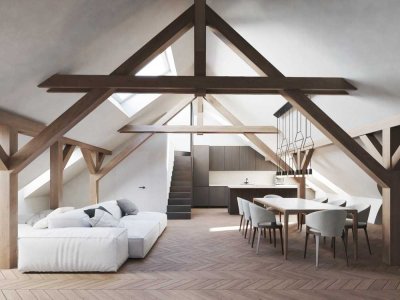 2-Zimmer-Dachgeschosswohnung+Mit Galerie und XXXL-Dachflächenfenster+Ost-SÜd-West-Dachterrasse