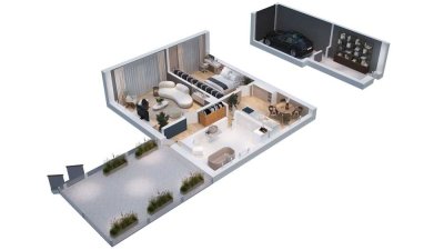 2,5 Zimmer Wohnung mit großer Terrasse und Garage