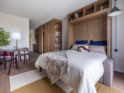 Möbliertes Studio Standard mit Gemeinschaftsflächen: Padelplatz, Fitness, Dachterrasse & mehr