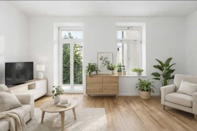 Luxussaniertes Denkmal  2-Raum-Wohnung - Einbauküche, Balkon, Parkett, CAT-7-Netzwerk, Abstellraum