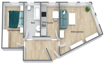 Zwei-Raumwohnung mit TG-Stellplatz und  Aufzug
