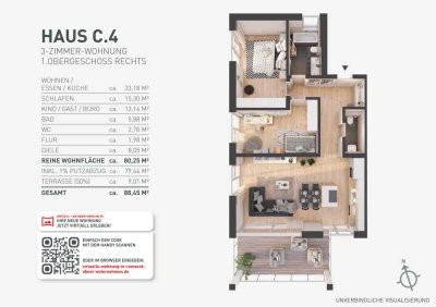 NEUBAU – Helle und freundliche 3-Zimmer-Wohnung | C.4
