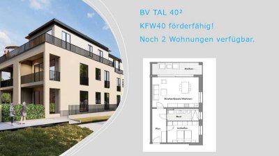 Helle, lichtdurchflutete 2-Zimmer-Wohnung mit großem Balkon im KFW-40-Standard!