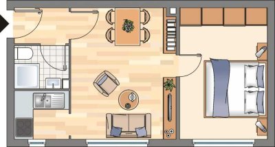 Gemütliche 2-Zimmer-Etagenwohnung in Flensburg – 32,25 m² auf Etage E rechts