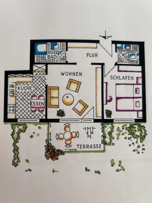 Helle 2-Zimmer EG-Wohnung mit Terrasse und Garten ***provisionsfrei***