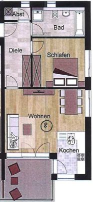 Attraktive und gepflegte 2-Raum-Wohnung mit geh. Innenausstattung mit Balkon und EBK