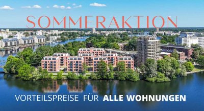 Balkon, Aufzug, Stellplatz: 3-Zimmer-Wohnung im NEUBAU-Quartier – Insel Eiswerder direkt am Wasser