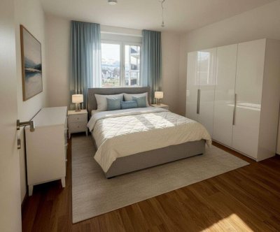 ERSTBEZUG „ein viertel grün“ - Moderne 3-Zimmer-Wohnung mit Balkon, Kellerabteil und Tiefgaragenstellplatz