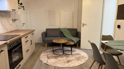 Möblierte 2-Zimmer-Neubauwohnung mit Terrasse in Top-Lage von Leimen mit EBK