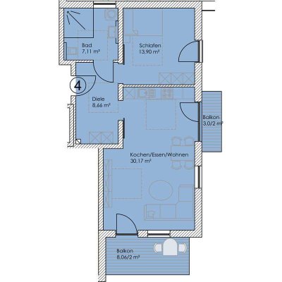 Neubauwohnung mit EBK und Balkon: stilvolle 2-Zimmer-Wohnung in Büchlberg