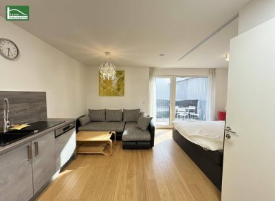 1-Zimmer Wohnung bei der Alten Donau zum Anleger-Nettopreis in Hofruhelage mit großem Balkon und Pool-Zugang sowie Garagenplatz! BAURECHTSGRUND!
