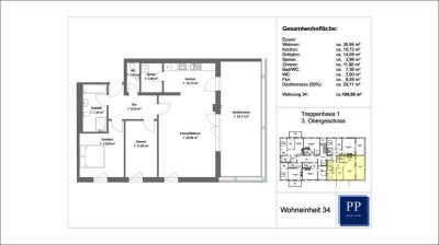 3 - Zimmer Penthouse mit EBK und Dachterrasse in Schweinheim