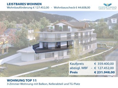 Top 11 mit WBF: Exklusive 3-Zimmer-Neubauwohnung mit über 50 m² großem Panoramabalkon