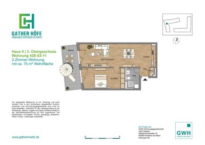 47125/90 Moderne 2-Zimmer-Wohnung mit bodentiefen Fenstern in Düsseldorf-Rath – Nachmieter gesucht