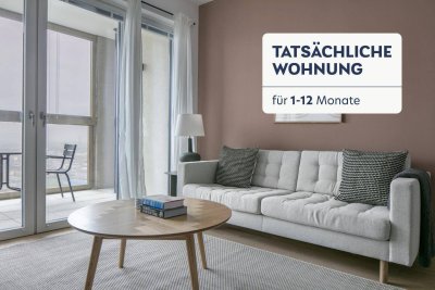 Traumblick über Wien, 30. Stock HelioTower mit Gym, Interspar & Lounges, 2 Zimmer + Balkon, U-Bahn (VIE283)