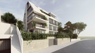 Genehmigte Neubauvilla mit 4 Luxuswohnungen in bester Halbhöhenlage S-West