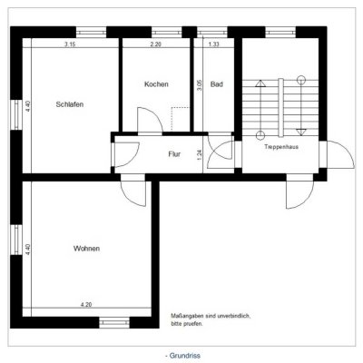 Helle, zentral gelegene 2-Raum-Wohnung in Nordhausen mit Einbauküche ab 1. April 2026, 3. OG