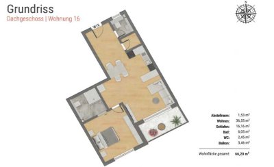 Erstbezug: Exklusive 2,5-Zimmer-Dachgeschosswohnung mit Balkon in Asbach-Bäumenheim