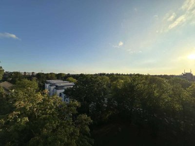 Nähe Nordpark und Flughafen: helles, ruhiges Apartment, Balkon mit Panoramablick, Glasfaseranschluss