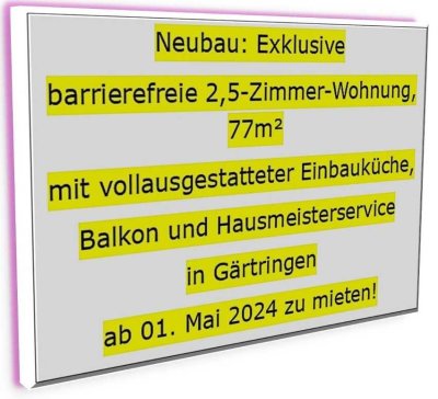 Neubau: helle, barrierefreie 2,5-Zimmer-Wohnung mit EBK, Balkon und HMS in Gärtringen