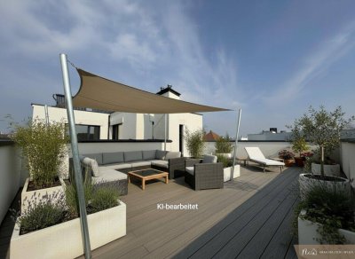 EIN STÜCK HIMMEL NUR FÜR SIE - 60 m2 uneinsichtiger Dachterrasse - Wohnküche, 3 Schlafzimmer, 2 Bäder, WC auf 2 Ebenen - FBH, Solaranlage und Wärmepumpe