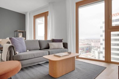 Traumblick über Wien, Belview Tower mit Gym, Wellness &amp; Lounge, 4 Zimmer + Balkon, 7. Stock, U-Bahn(VIE197)