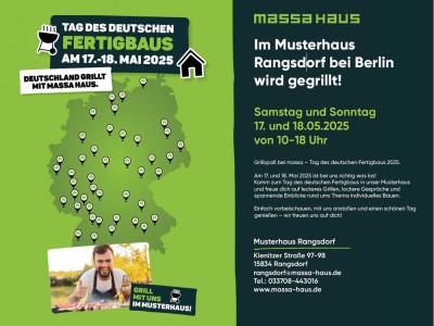 � massa grillt! - Grillfest & Hausbau-Erlebnis am 17. und 18. Mai 2025 im Musterhaus Rangsdorf