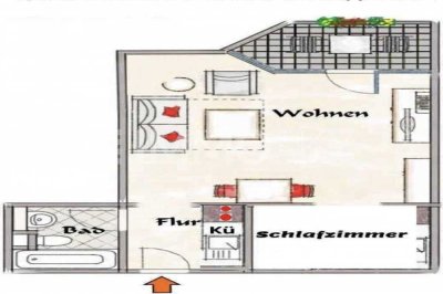 1,5-Zimmerwohnung mit Balkon im EG. - Muggenhof