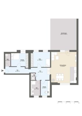 großzügige, hochwertige, 4-Zimmerwohnung mit großer Dachterrasse