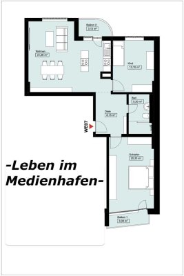 ****LEBEN IM MEDIENHAFEN! Charmante und ruhige 3-Zimmer-Wohnung-Erstbezug und komplett saniert*****
