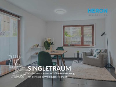 SINGLETRAUM - Moderne und sanierte 2-Zimmer-Wohnung mit Terrasse in Waiblingen-Hegnach
