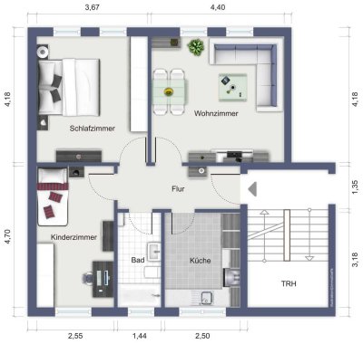 3-Zimmer-Wohnung, 2025 renoviert mit Einbauküche und PKW Stellplatz